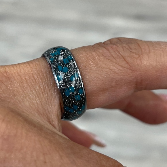 New 8mm Tungsten dome cable chain blue Beads inlay sizes 7 to 15 - Picture 5 of 10